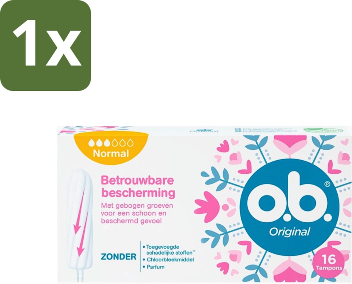 1 x o.b. Tampons - Original Normal - Voor Comfort en Betrouwbare Bescherming - 16 Tampons - Tampons - Menstruatiebescherming - Plantaardige Tampons - Betrouwbare Bescherming - Comfortabel