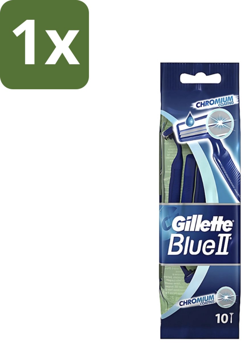 1 x Gillette - Blue 2 - Wegwerpscheermesjes - Chromium Coating - 10 Scheermesjes - Scheermesjes - Wegwerpscheermesjes - Gillette - Gromium Coating - Comfortabele Scheerbeurt