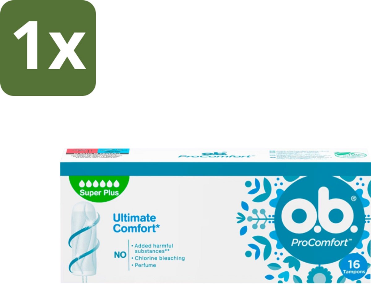 1 x o.b. Tampons - ProComfort Super Plus - Voor Extra Bescherming & Comfort - 16 Tampons - Tampons - Menstruatiebescherming - Extra Bescherming - Comfort - Gynaecologisch Getest