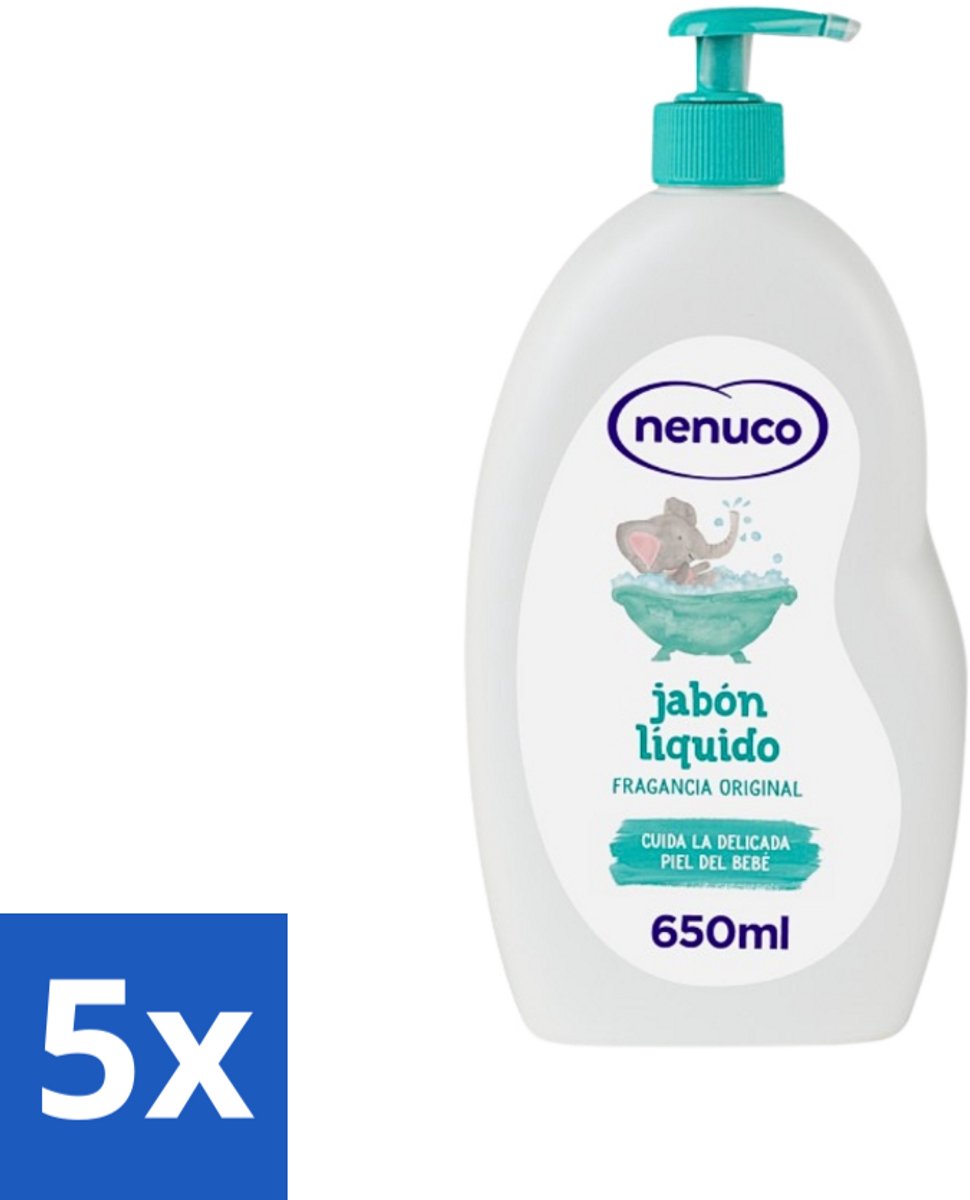 Nenuco - Jabon Líquido - Vloeibare Zeep - Originele Geur - Met Doseerpomp - 650 ml - Bulkverpakking - 5 stuks