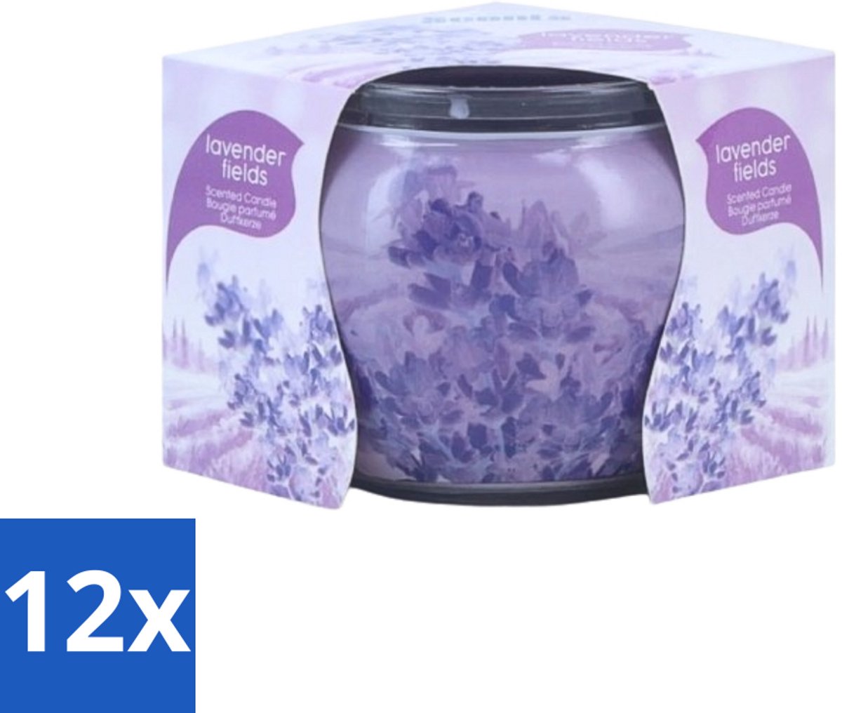 At Home 12 x At Home - Scents - Geurkaars - Lavender - 70 g - Geurkaars - Lavendel - Kalmerende Geur - Natuurlijke Kaars - Parabenenvrij Paars