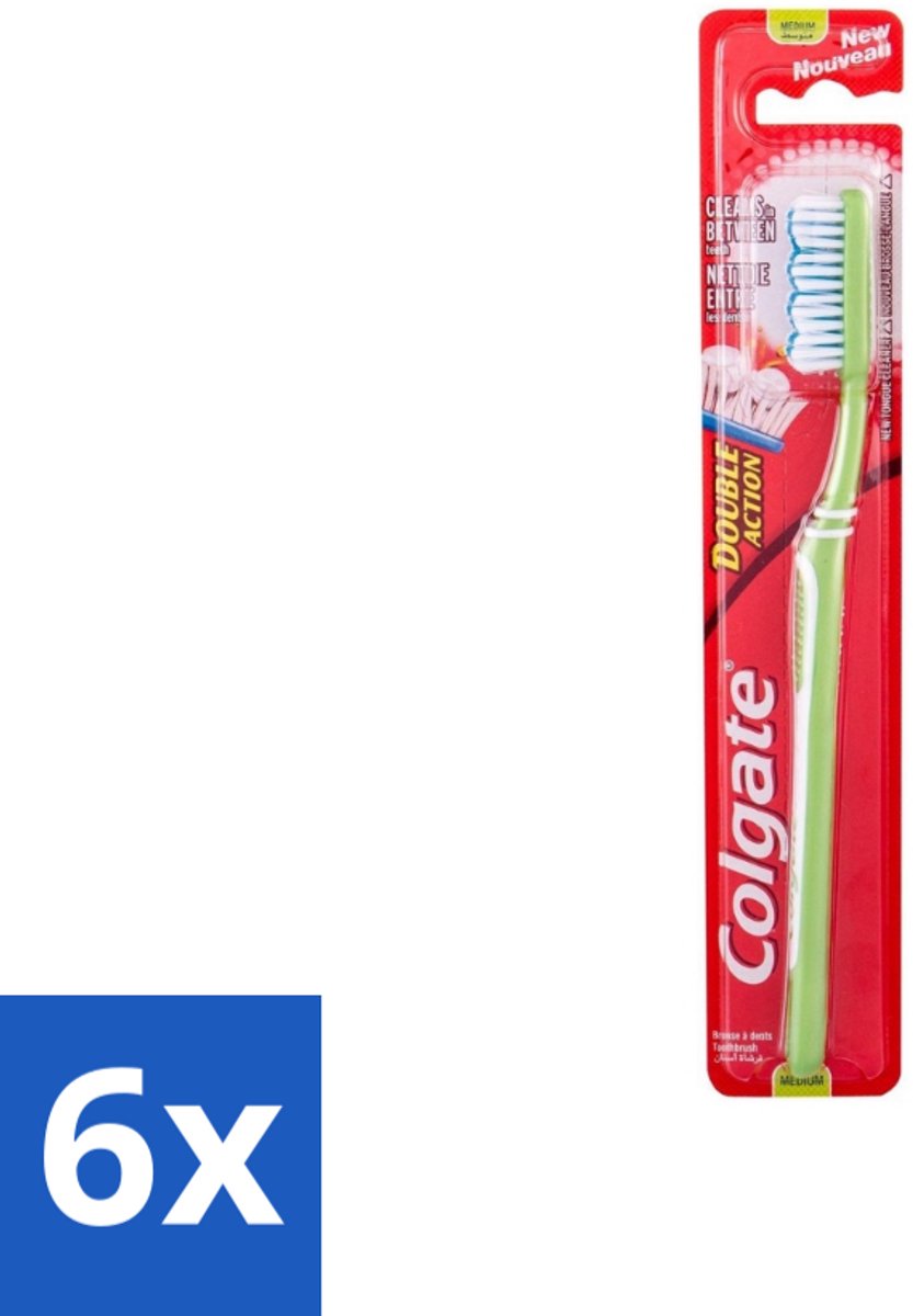 6 x Colgate - Tandenborstel - Double Action Medium - 1 Tandenborstel - Tandenborstel - Mondhygiëne - Tandenborstel Medium - Colgate - Tandenborstel Dubbele Actie