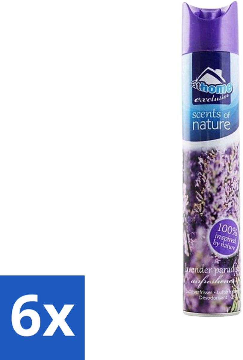 6 x At Home - Scents Of Nature - Luchtverfrisser - Geïnspireerd Door Natuur - 400 ml - Luchtverfrisser - Natuurlijke Geur - Lavendel - Geur Neutraliseren - Frisse Geur