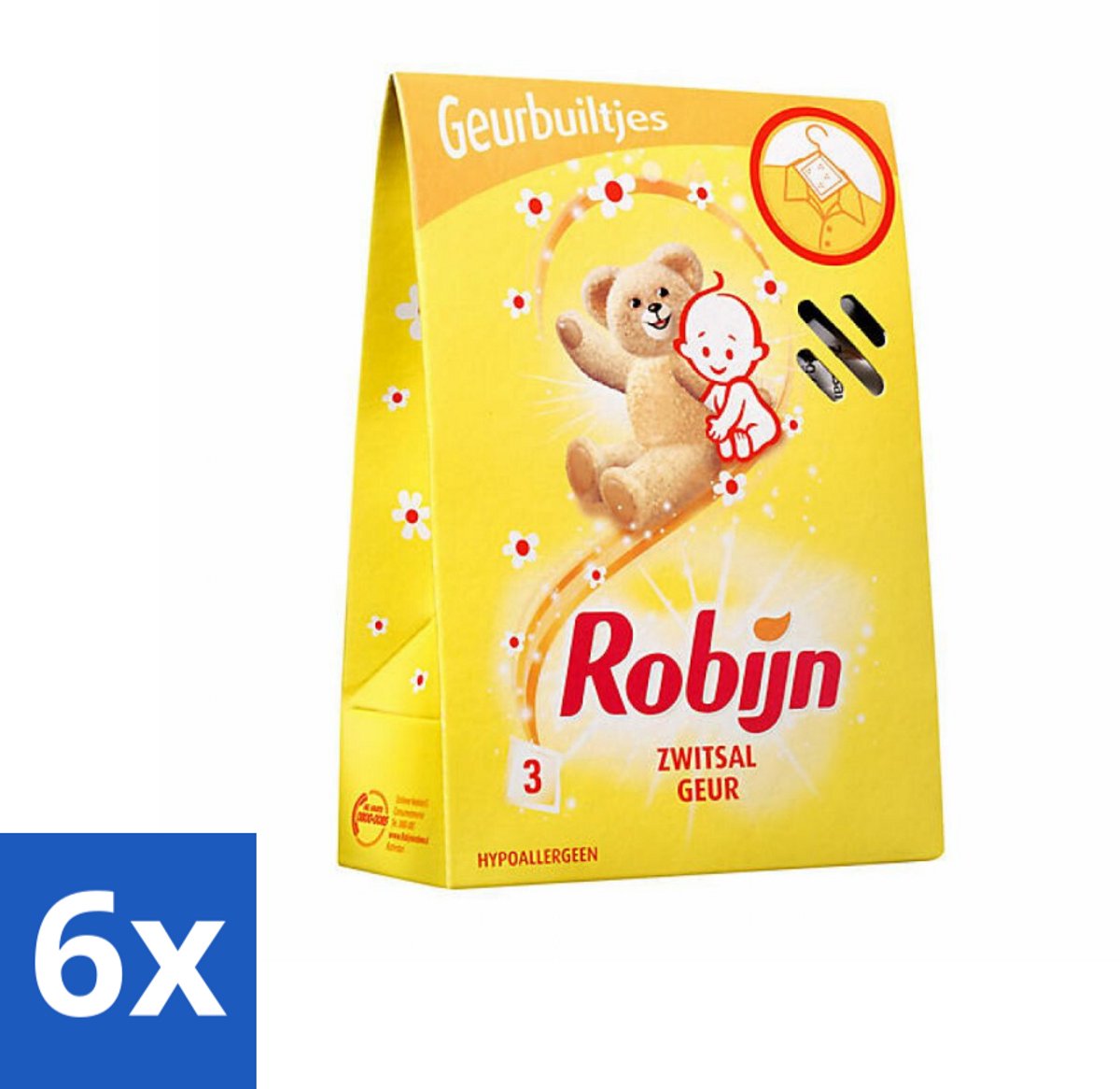 6 x Robijn Geurbuiltjes Zwitsal 3 stuks per verpakking - Zwitsal Geur - Babygeur - Geurbuiltjes - Kastgeur - Ladegeur