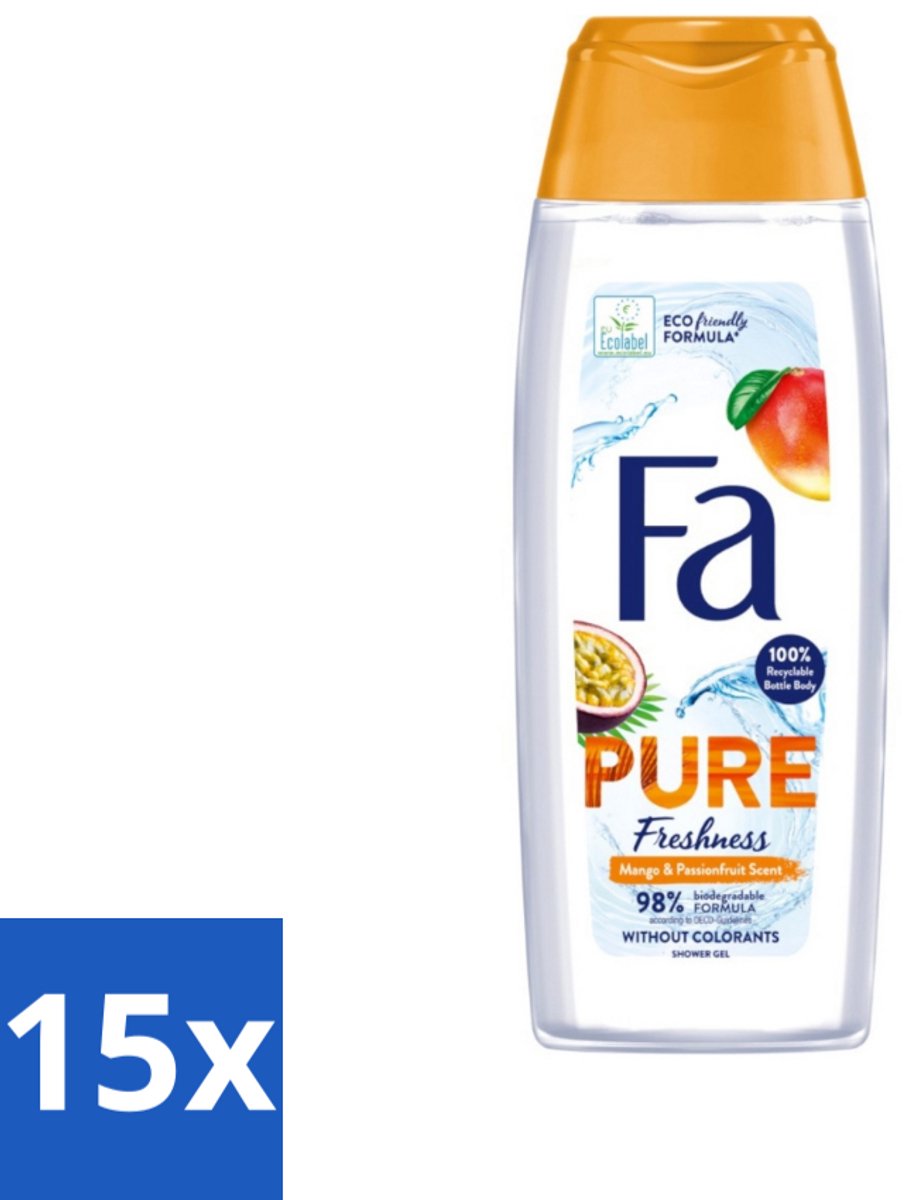 Fa - Douchegel - Pure Freshness Mango & Passievrucht - Verfrissend & Zoet - Hydraterend - 250 ml - Bulkverpakking - 15 stuks