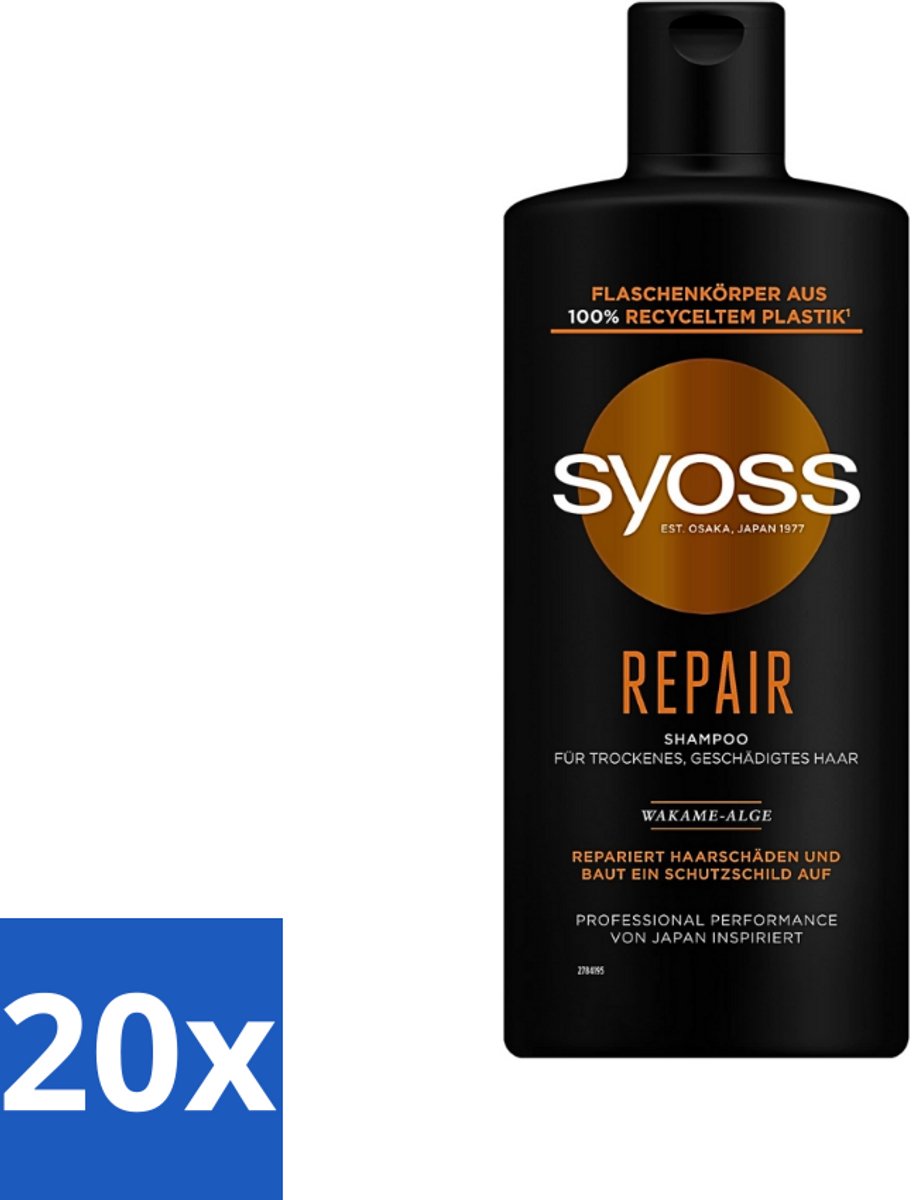20 x Syoss Repair Shampoo - Shampoo - Herstel - 440 ml - Herstel Haar - Beschadigd Haar - Haar Herstellen - Haar Versterken - Haar Hydrateren