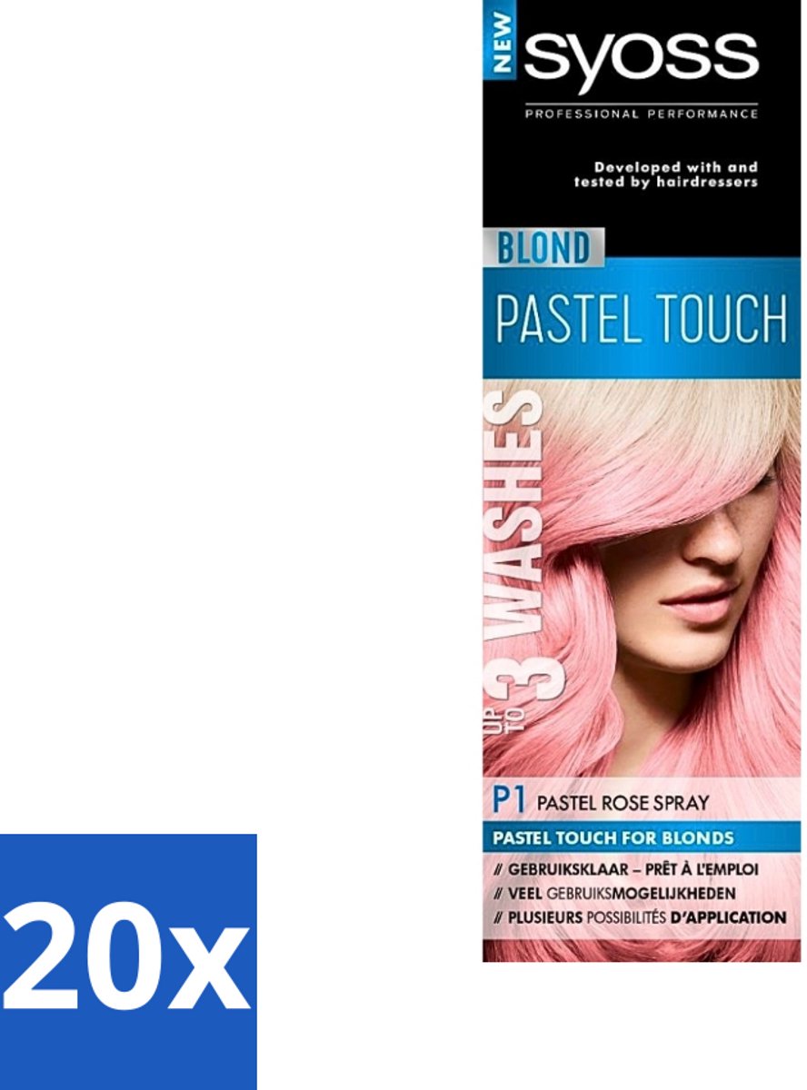 20 x Syoss Color Blond Pastel Touch P1 Pastel Rose - Haarverf Spray - Pastel Rose - Haarverf Spray - Pastel Rose - Blond - Salonplex Technologie - Haarverf