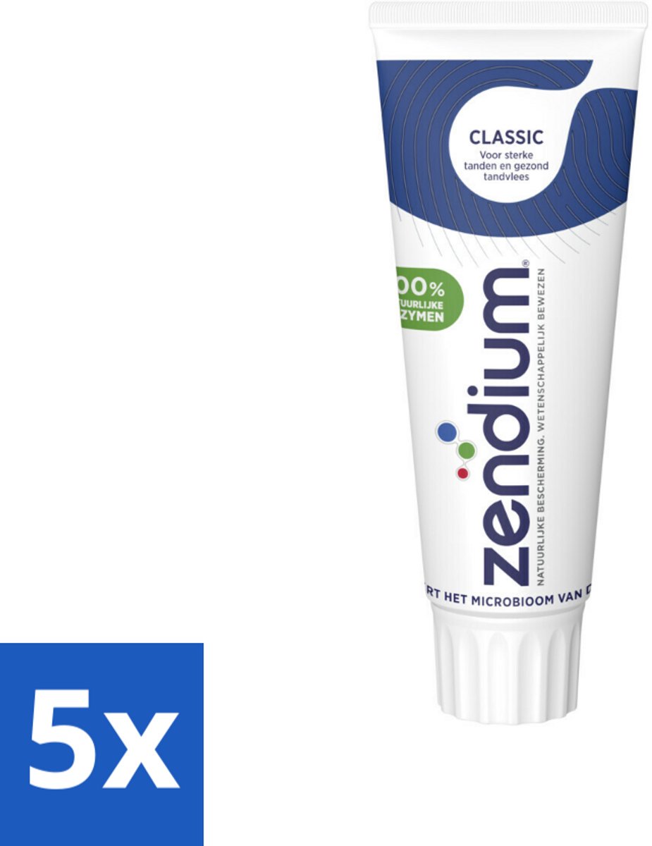 5 x Zendium Tandpasta Classic 75 ml - Tandpasta - Natuurlijke Enzymen - Gezond Microbioom - Fluoride - Gevoelige Mond