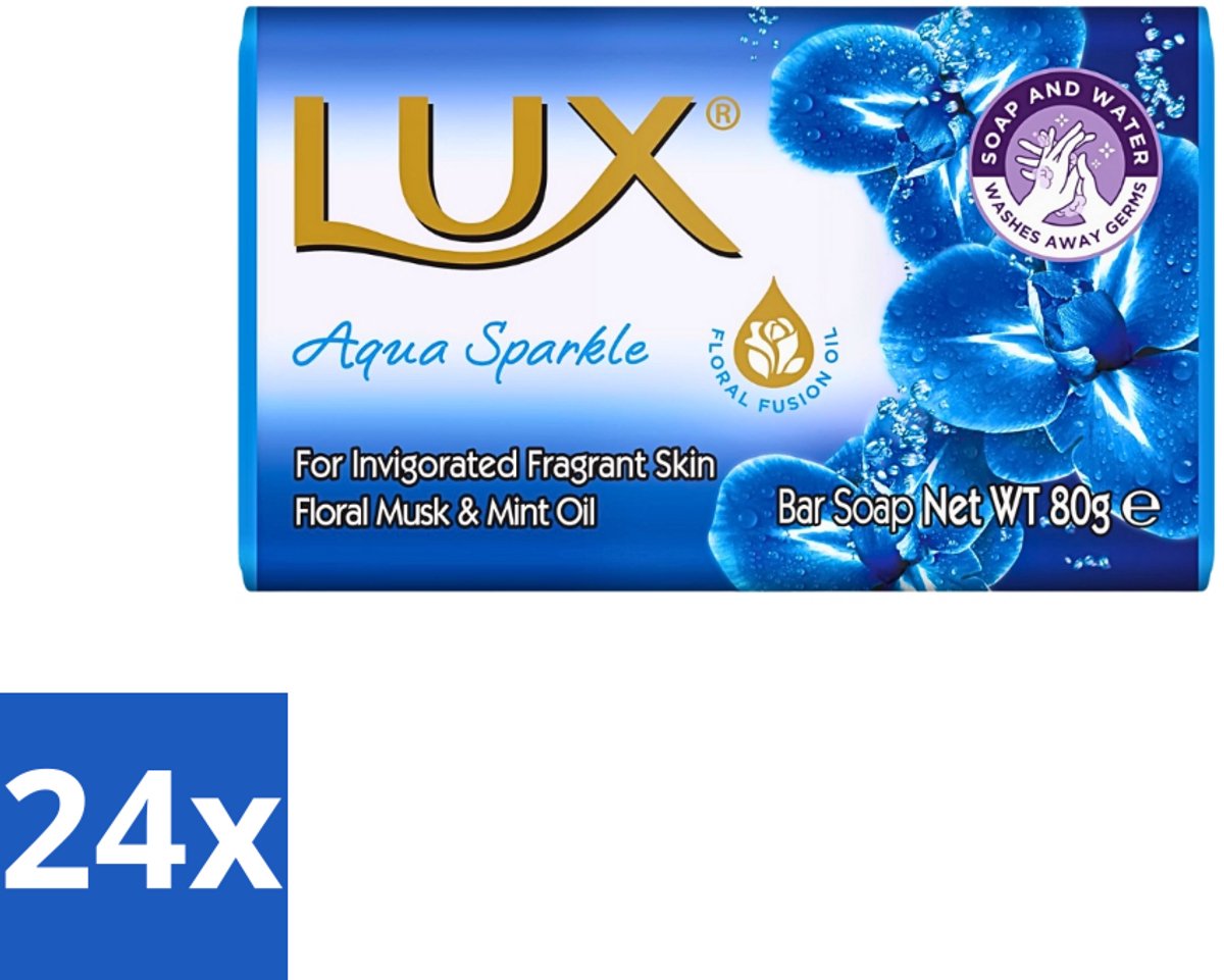 24 x Lux - Zeep - Aqua Sparkle - Hydraterend - Verkwikkende Geur - 80 g - Zeep - Reiniging - Hydraterend - Verkwikkend - Geur