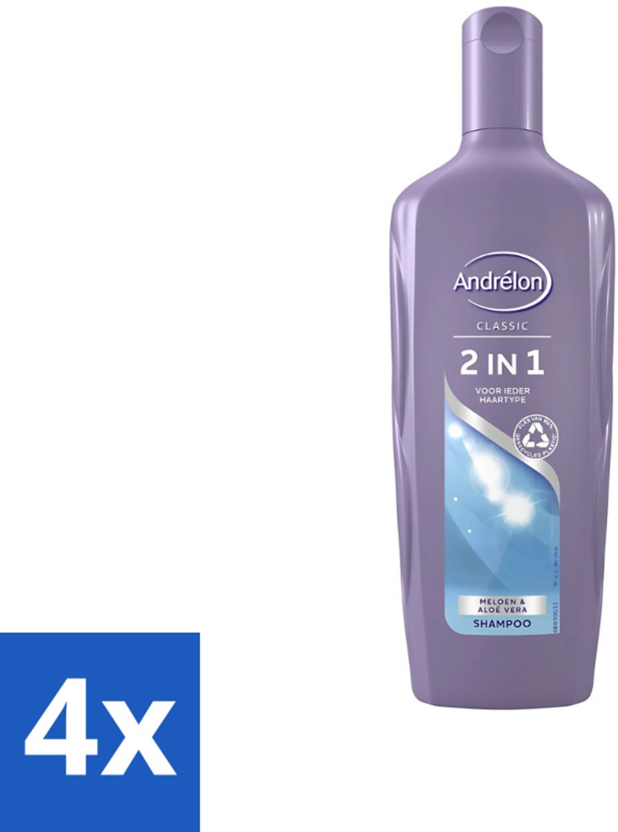 4 x Andrélon - 2-in-1 - Shampoo - Voor Snel & Effectief Wassen - 300 ml - 2-in-1 Shampoo Conditioner - Snel Wassen - Haar Verzorgen - Meloen En Aloë Vera - Hydraat
