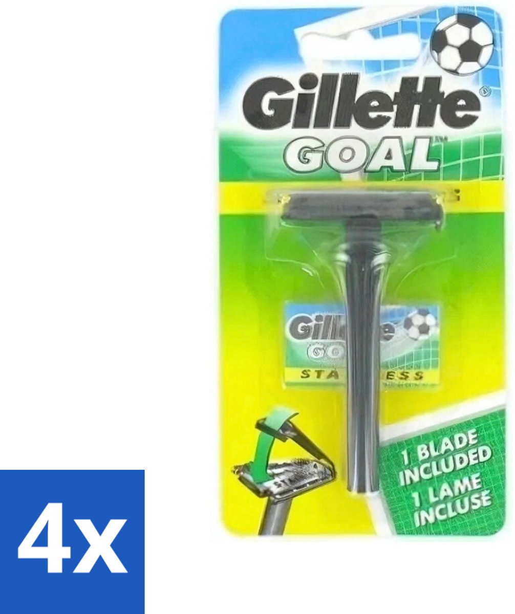4 x Gillette - Goal - Scheerset - Stainless Steel - Duurzaam en scherp - 1 Scheermesje - Scheermes - Mesjes - Gillette Goal - Scherpe Mesjes - Duurzaam Scheermes