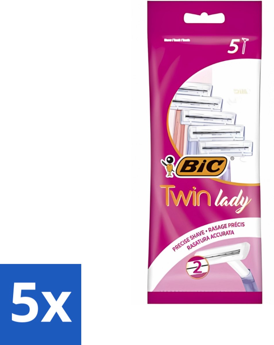 Bic - Twin Lady - Scheermesjes - Dubbel Mesje - Wegwerpmesjes - 5 Scheermesjes - Bulkverpakking - 5 stuks