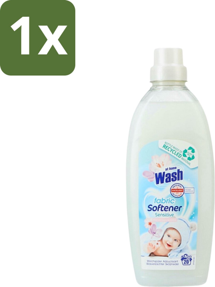 1 x At Home - Wash - Wasverzachter - Sensitive - 20 Wasbeurten - Wasverzachter - Wasverzachter Sensitive - Wasverzachter Voor Kleding - Wasverzachter Voor Alle Stoffen - Wasverzachter Voor Katoen
