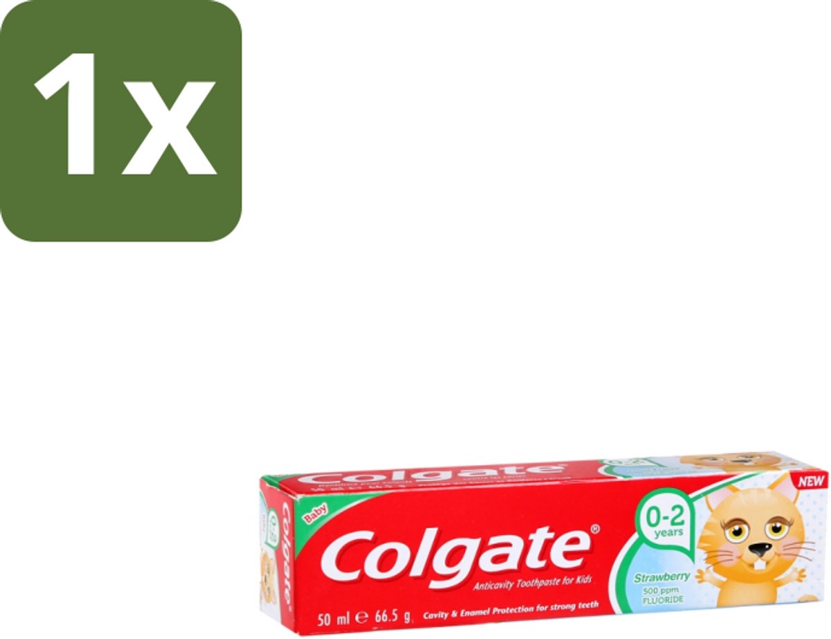 1 x Colgate - Aardbeismaak - Kindertandpasta - Voor 0 tot 2 jaar oud - 50ml - Baby Tandenpoetsen - Kindertandpasta - Aardbeismaak - Melkgebit - Gaatjes Voorkomen