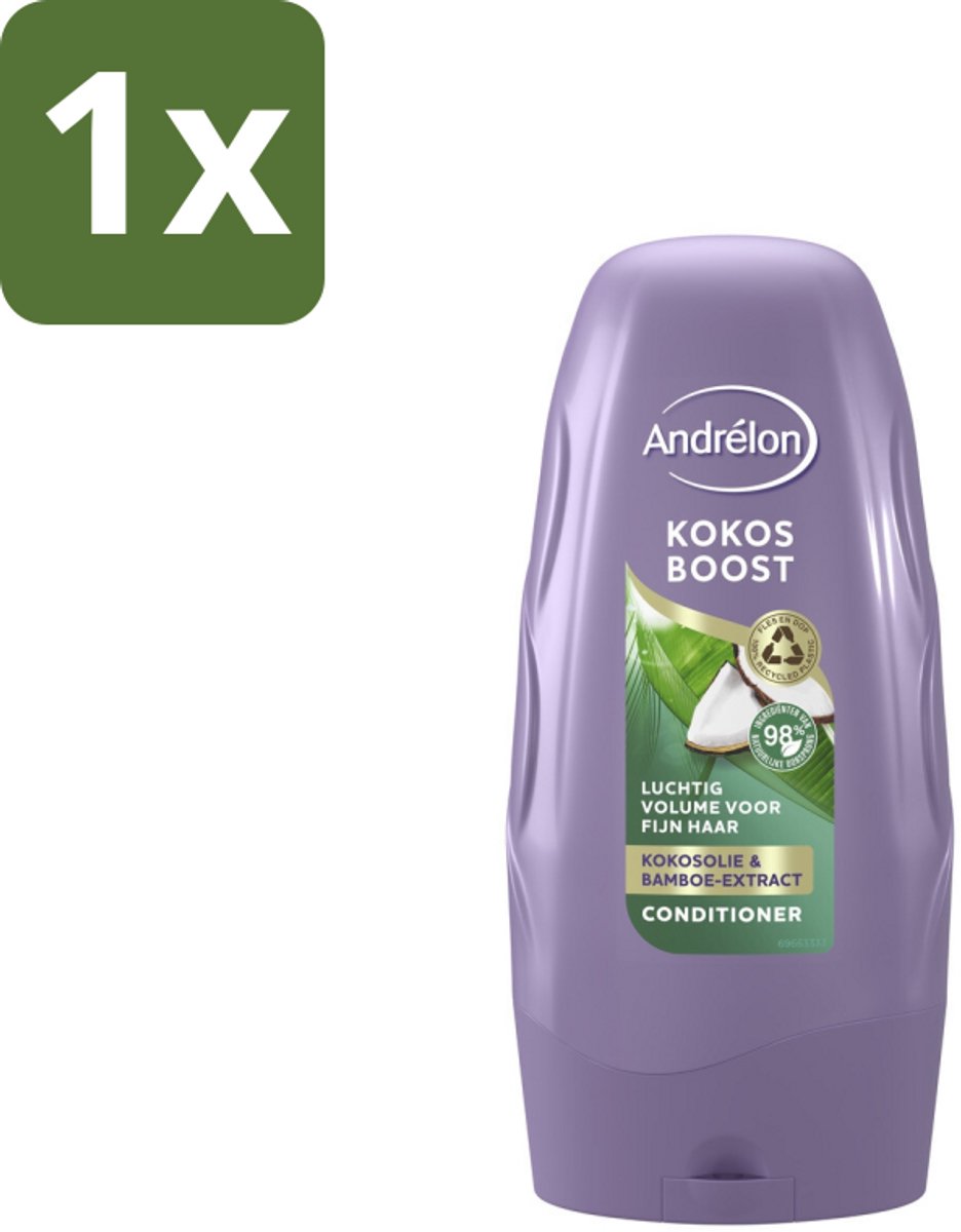 1 x Andrélon - Kokos Boost - Conditioner - Intensieve Voeding - 250 ml - Fijn Haar - Volume - Voeding - Kokosolie - Bamboe-extract