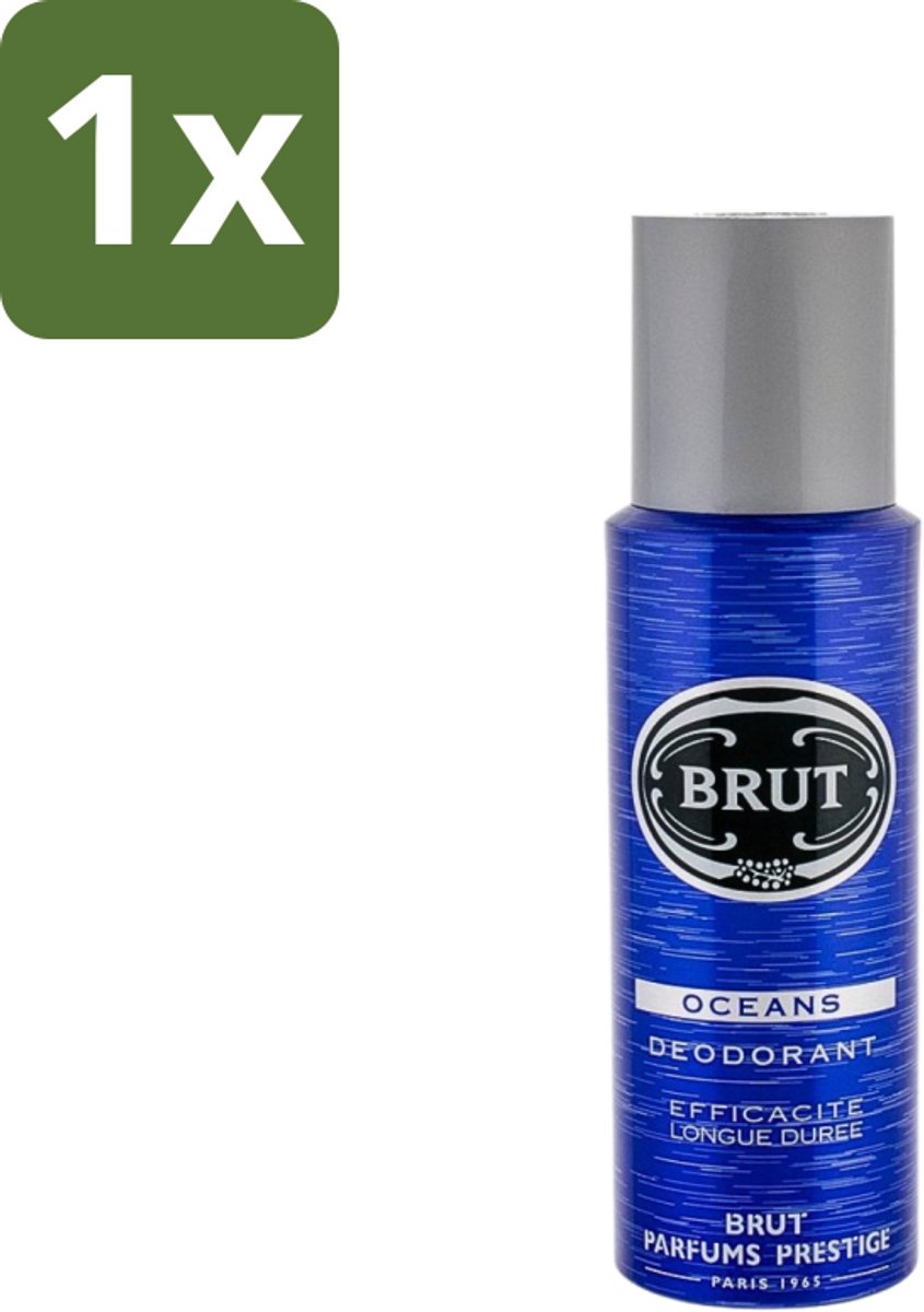 1 x Brut - Deodorant - Spray - Oceans - Fris & maritiem aroma - 200ml - Deodorant Spray - Fris Aroma - Maritiem Aroma - Aquatisch Aroma - Zweetbestendig