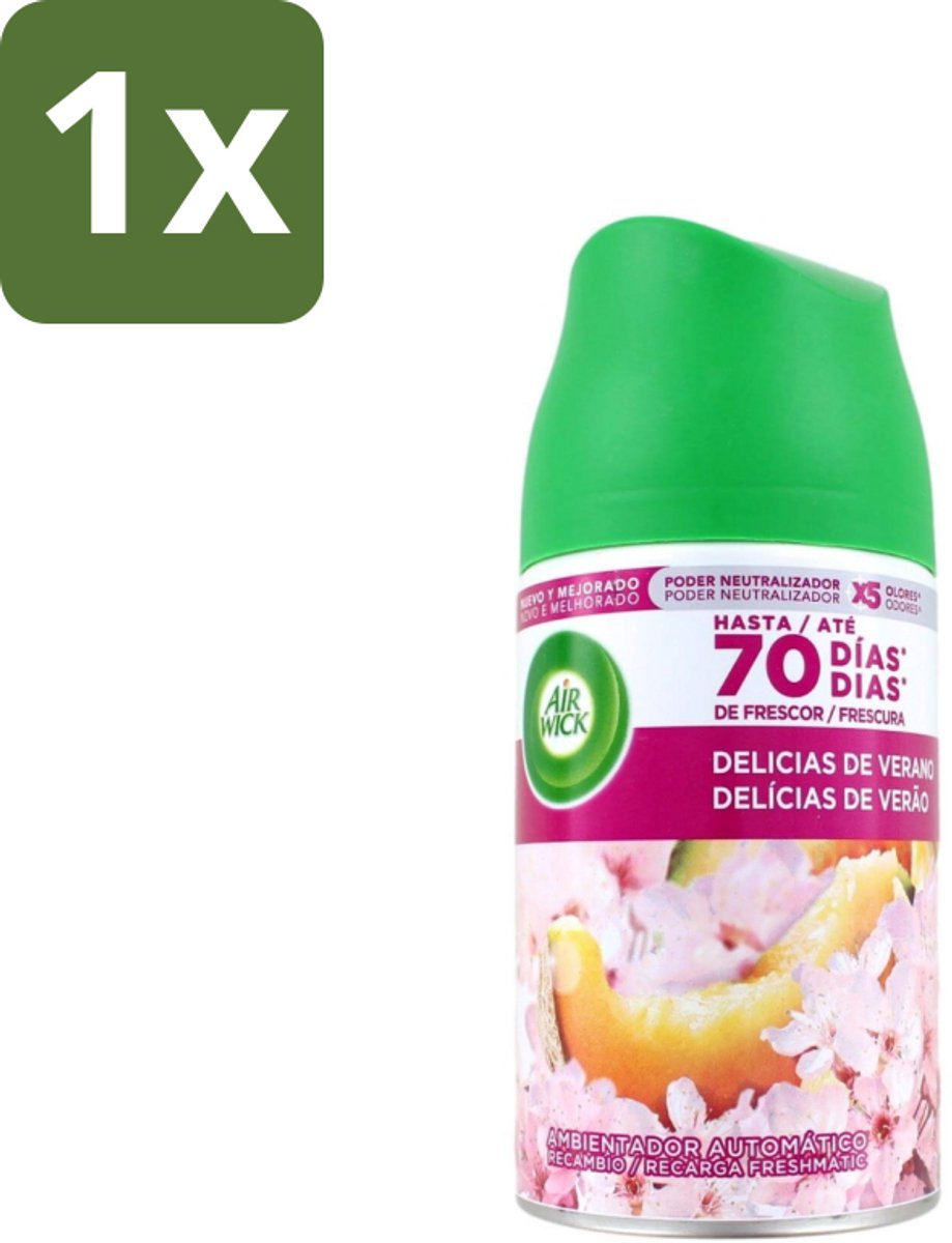 1 x Air Wick - Luchtverfrisser Navulling - Zalige Zomer - Automatische Spray - 250 ml - Zalige Zomer - Geurverspreider - Automatische Geur - Geurverwijdering - Geurintensiteit