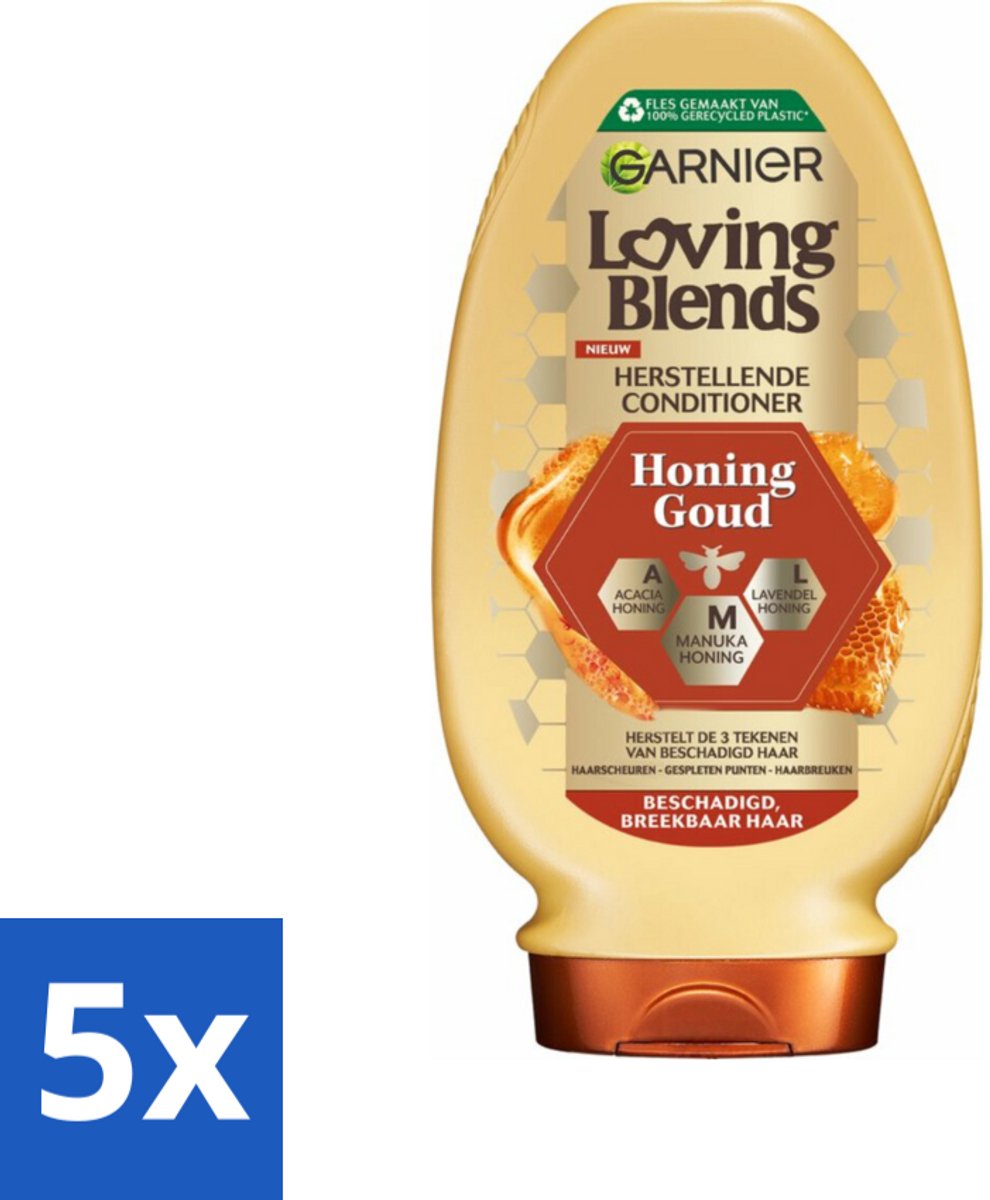 5 x Garnier Loving Blends Honing Goud Conditioner 250 ml - Beschadigd Haar - Breekbaar Haar - Haar Herstel - Haar Versterken - Honing Conditioner