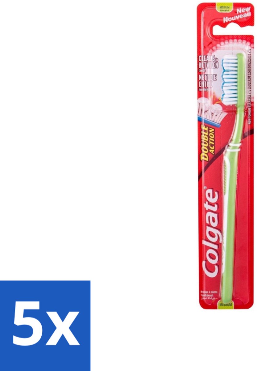 5 x Colgate - Tandenborstel - Double Action Medium - 1 Tandenborstel - Tandenborstel - Mondhygiëne - Tandenborstel Medium - Colgate - Tandenborstel Dubbele Actie