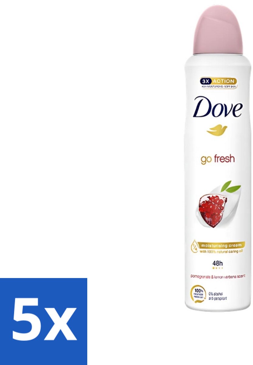 5 x Dove - Deodorant - Spray Go Fresh - Granaatappel - Fruitige geur - 250 ml - Dove Deodorant Spray - Granaatappel - Citroenverbena - Fruitige Geur - Anti-Transpirant