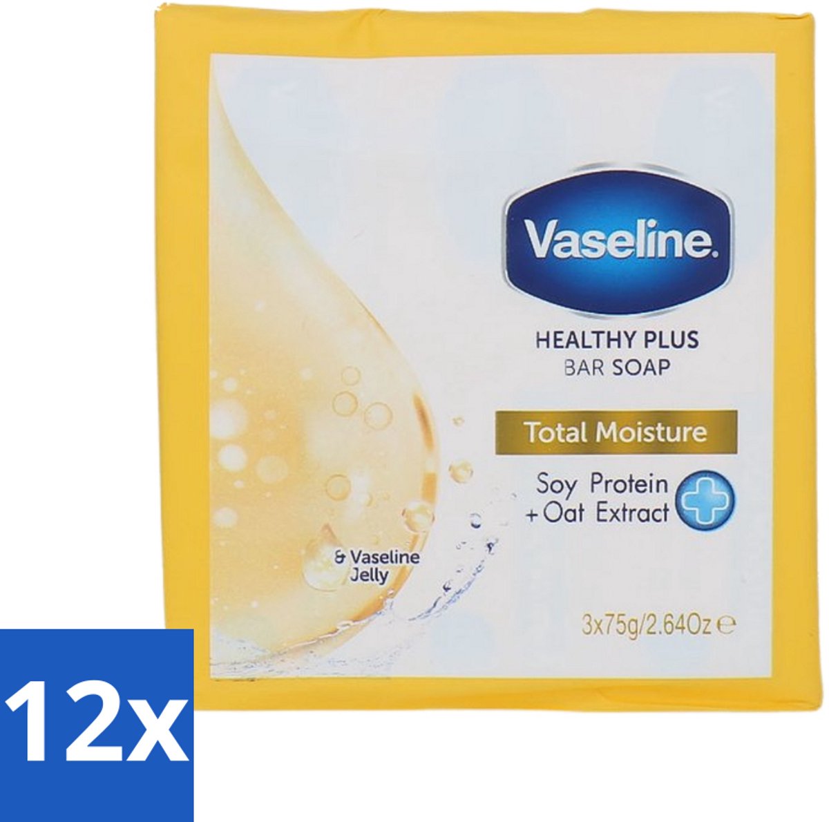 Vaseline - Total Moisture - Zeeptablet - Healthy Plus - 3x75 g - Voordeelverpakking - 12 stuks