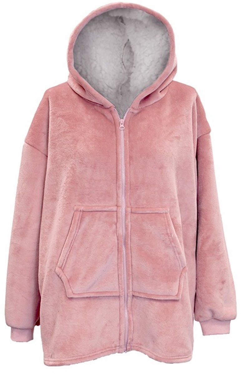 Unique Living Ruby - Fleecevest met capuchon - Oudroze