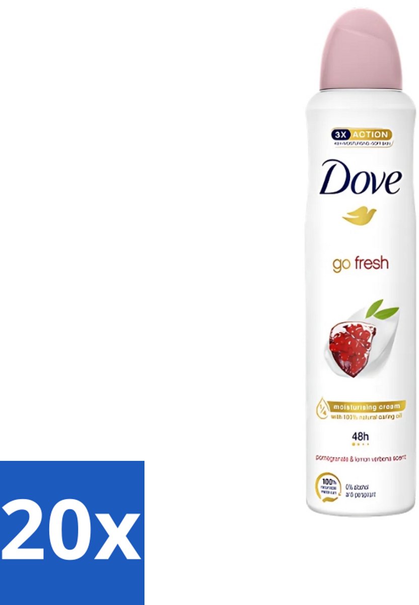 20 x Dove - Deodorant - Spray Go Fresh - Granaatappel - Fruitige geur - 250 ml - Dove Deodorant Spray - Granaatappel - Citroenverbena - Fruitige Geur - Anti-Transpirant