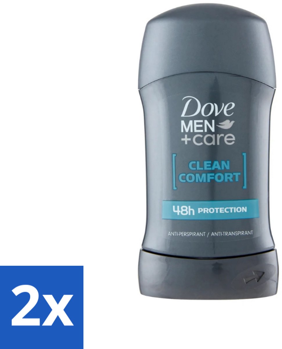 2 x Dove - Deodorant - Stick Clean Comfort - Zachte bescherming - 50 ml - Deodorant Stick - Zweetbestendig - Huidcomfort - 48 Uur Bescherming - Alcoholvrij
