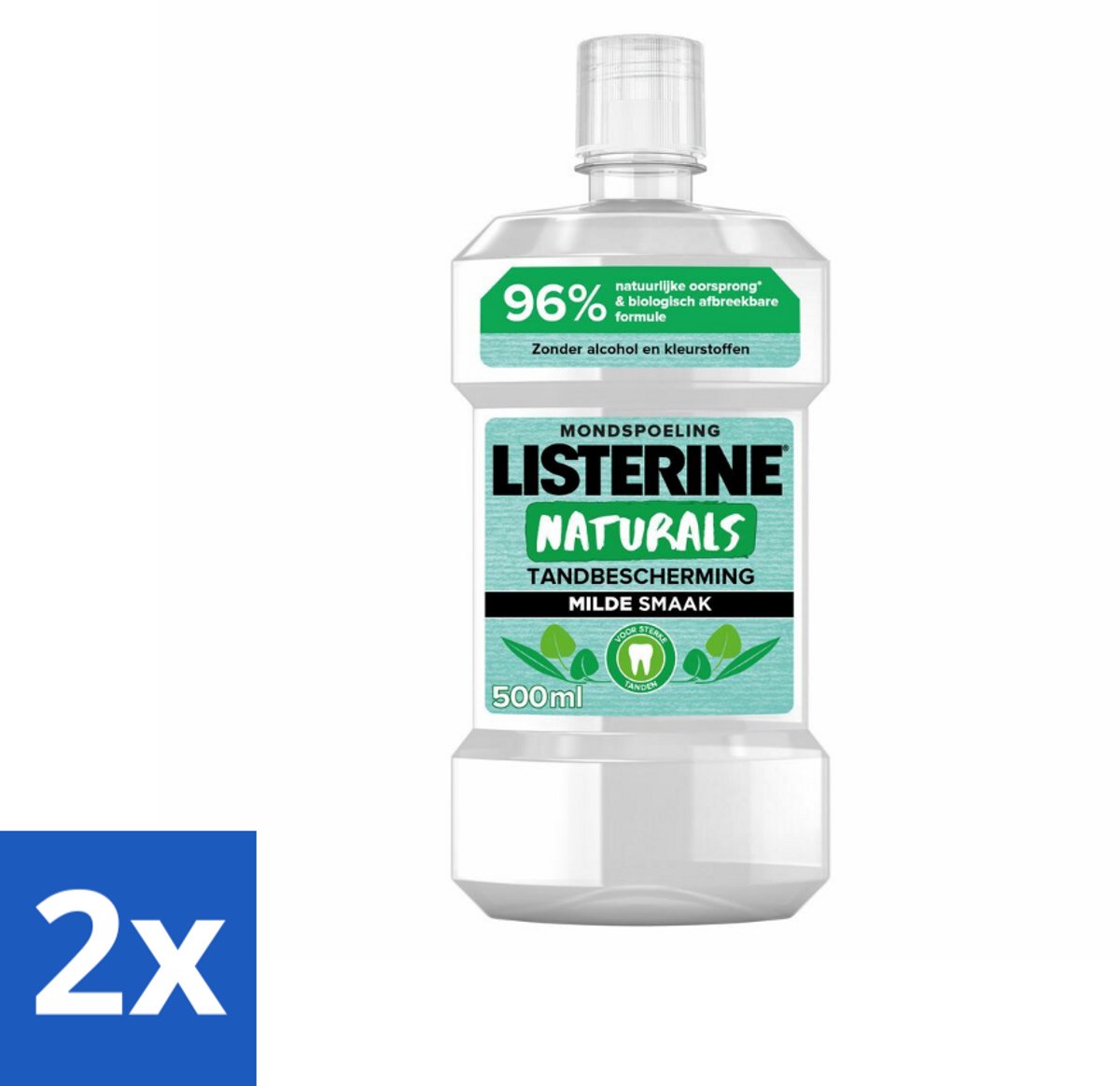 2 x Listerine Naturals Mondwater Tandbescherming 500 ml - Mondspoeling - Mondwater - Tandbescherming - Natuurlijk Mondwater - Tandgezondheid
