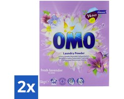 2 x Omo - Waspoeder - Lavendel & Mint - 5 kg - 100 Wasbeurten - Wasmiddel - Waspoeder - Lavendel En Mint - Wasbeurt - Wasgoed