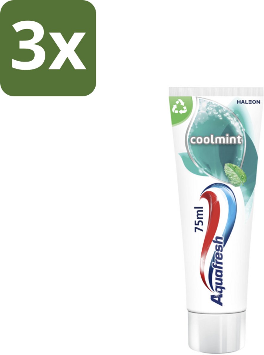 3 x Aquafresh Tandpasta Coolmint 75 ml - Tandpasta - Frisse Adem - Mondgezondheid - Suikerzuur - Gaatjes