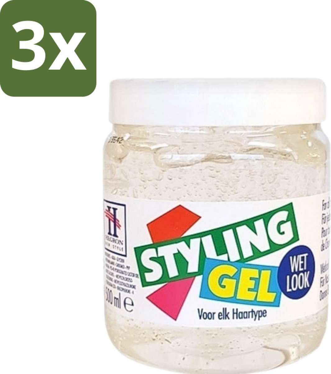 3 x Hegron - Styling Gel - Wetlook Wit - Glanzende Afwerking - 150 ml - Styling Gel - Wetlook Gel - Glans Haar - Haar Fixatie - Haar Stijl
