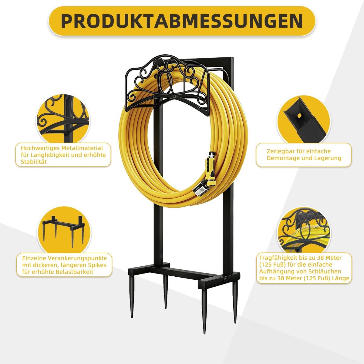 Solidchoice - Afneembare Metalen Tuinslanghouder