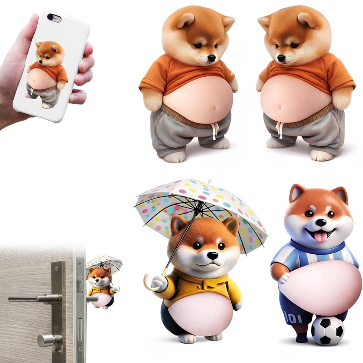 Solidchoice - 4 Deurstoppers in Shiba Inu Motief
