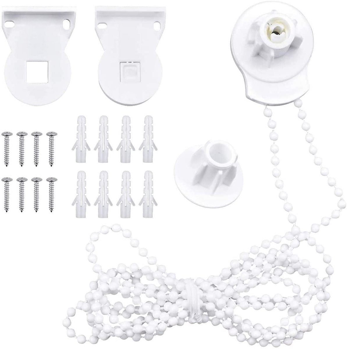 Solidchoice- Rolgordijn Reparatieset Hoogwaardige Kwaliteit - Ophangonderdelen - 25 mm Stangen - Kunststof - Parelketting 2 meter - Geschikt voor Verduisteringsrolgordijnen - Gordijn