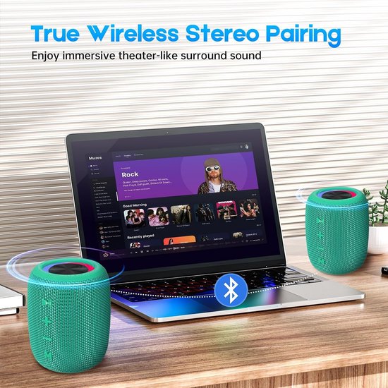 Draadloze Speaker - Bluetooth Geluid - Muziek Luisteren Buiten - 16 Uur Speeltijd - 20 Watt - Mintgroen — afbeelding 5