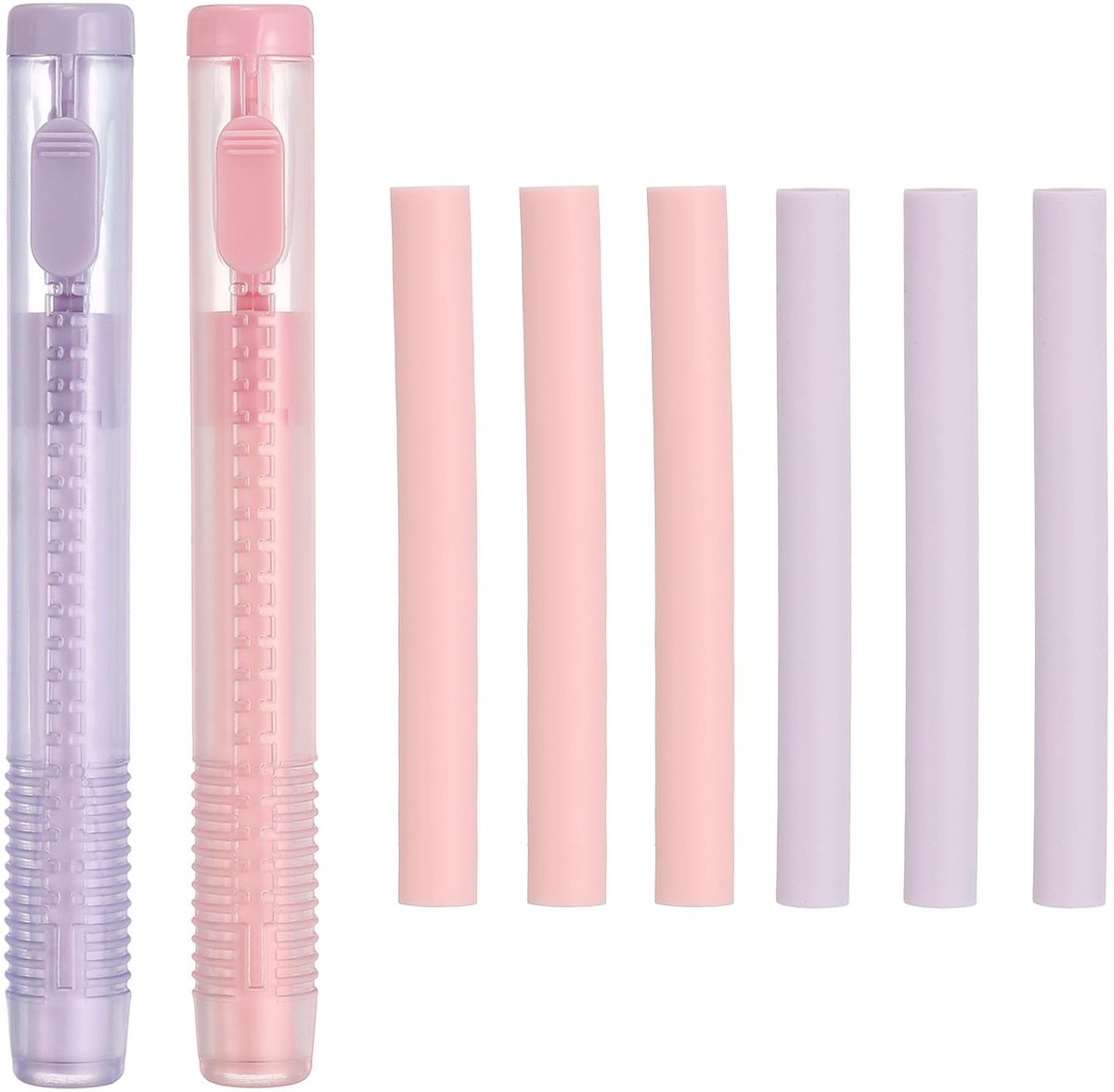 Solidchoice - Set van 8 Uitschuifbare Gummen - Roze & Groen - Zacht en Schoon Wissen