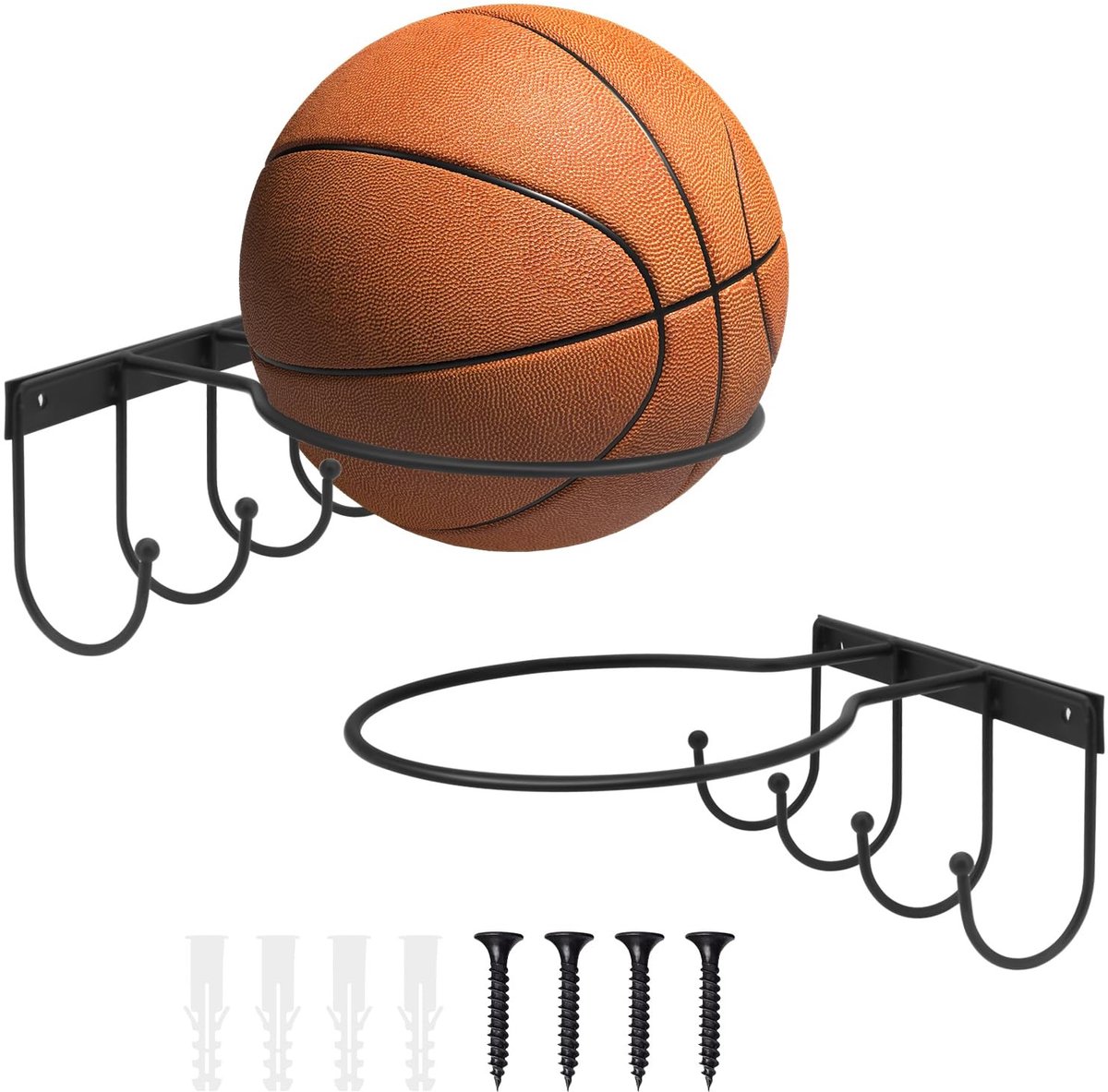 Solidchoice - Wandhouder voor Sportballen met Haken - 2 Stuks