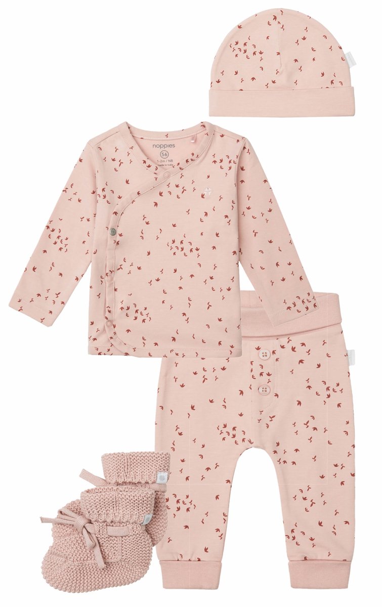 Noppies - Kledingset - 4 delig - Broek Nicea Rose Smoke - Shirt nantes - Muts Navar - Nelson - Maat 44