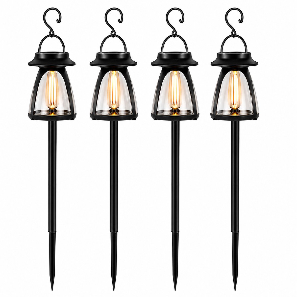 Suntac Solar Tuinverlichting - 4 Stuks - 2-in-1 Priklamp & Hanglamp - USB Oplaadbaar - Warm Wit - IP44