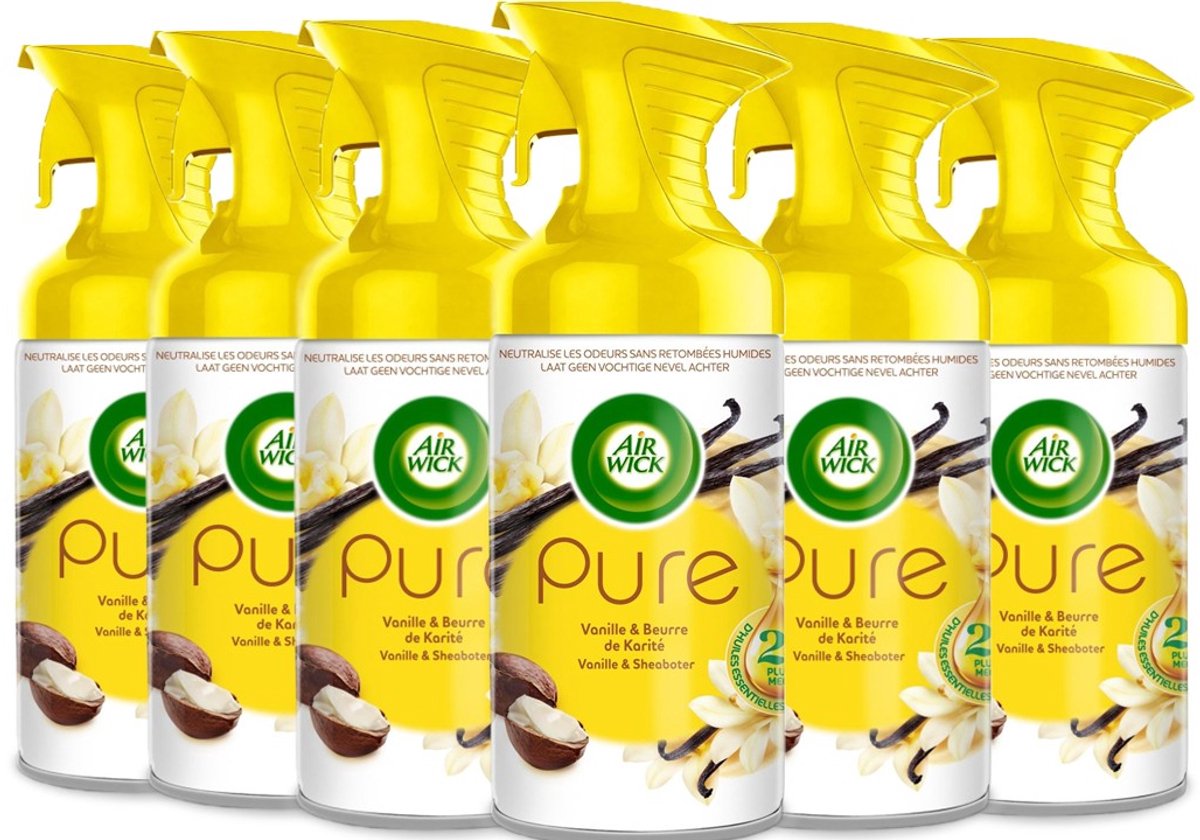 Airwick Pure Luchtverfrisser Spray – Vanilla & Shea Butter 6 x 250 ml