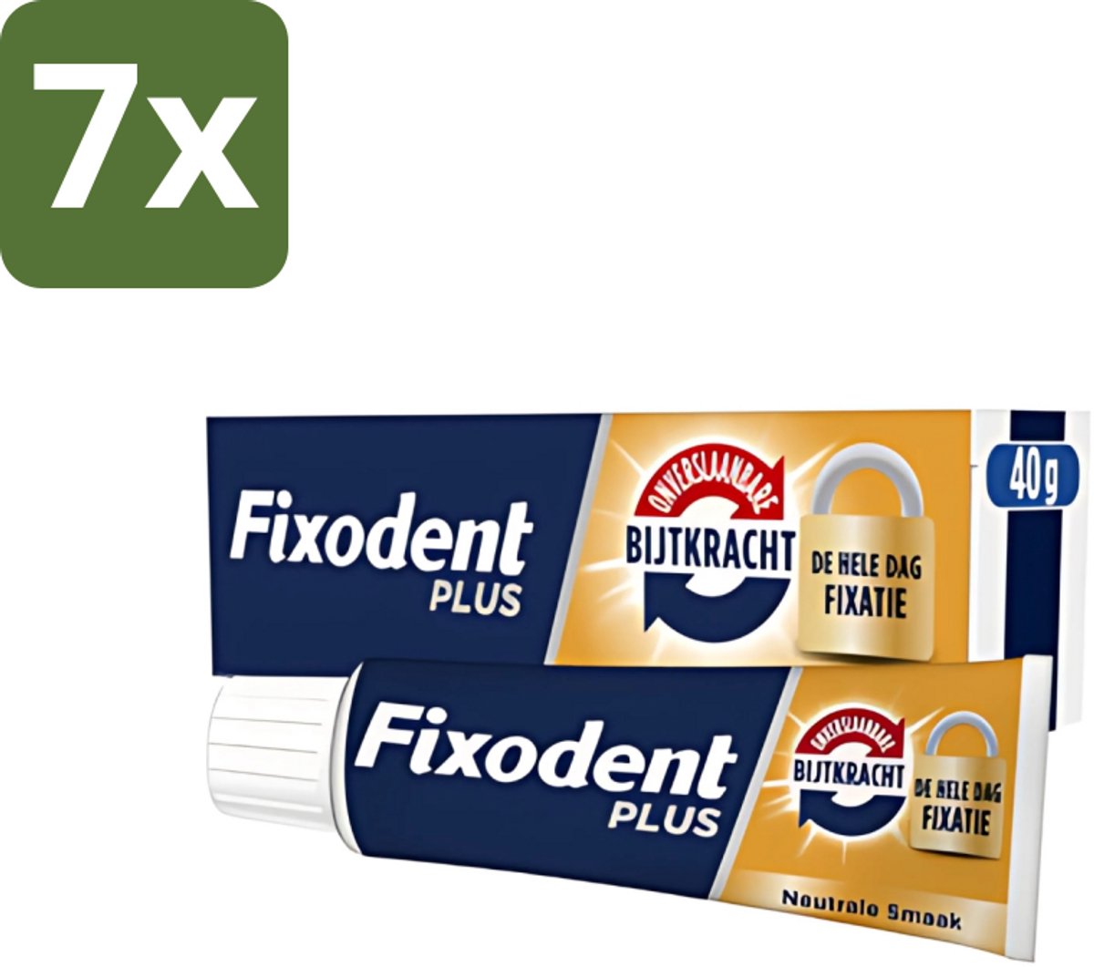 Fixodent - Kleefpasta - Plus - Krachtige Hechting - 40 g - Bulkverpakking - 7 stuks