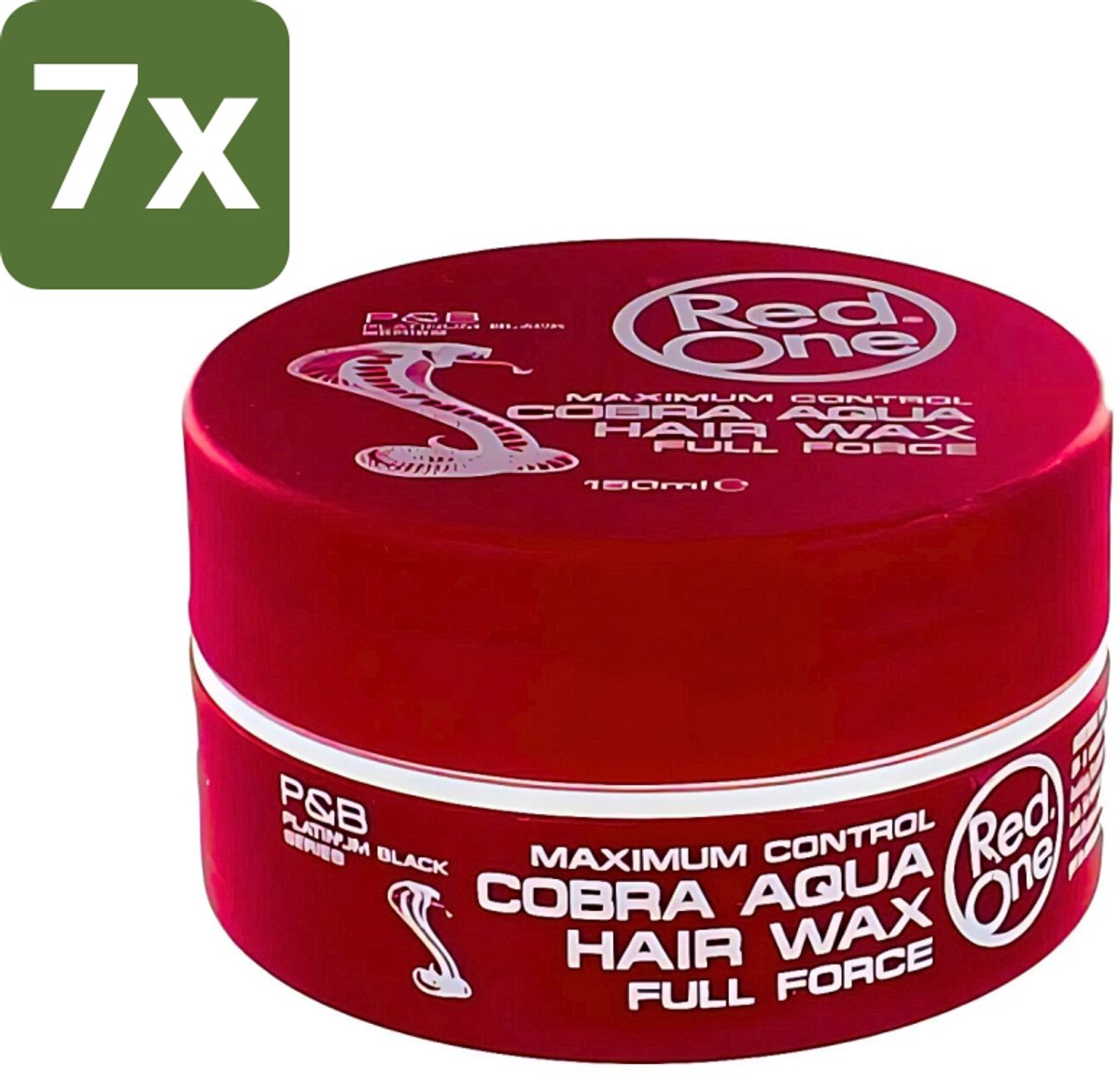 Red One - Haarwax - Cobra Aqua - Maximale Controle - Voor Krachtige Hold & Glans - 150 ml - Bulkverpakking - 7 stuks