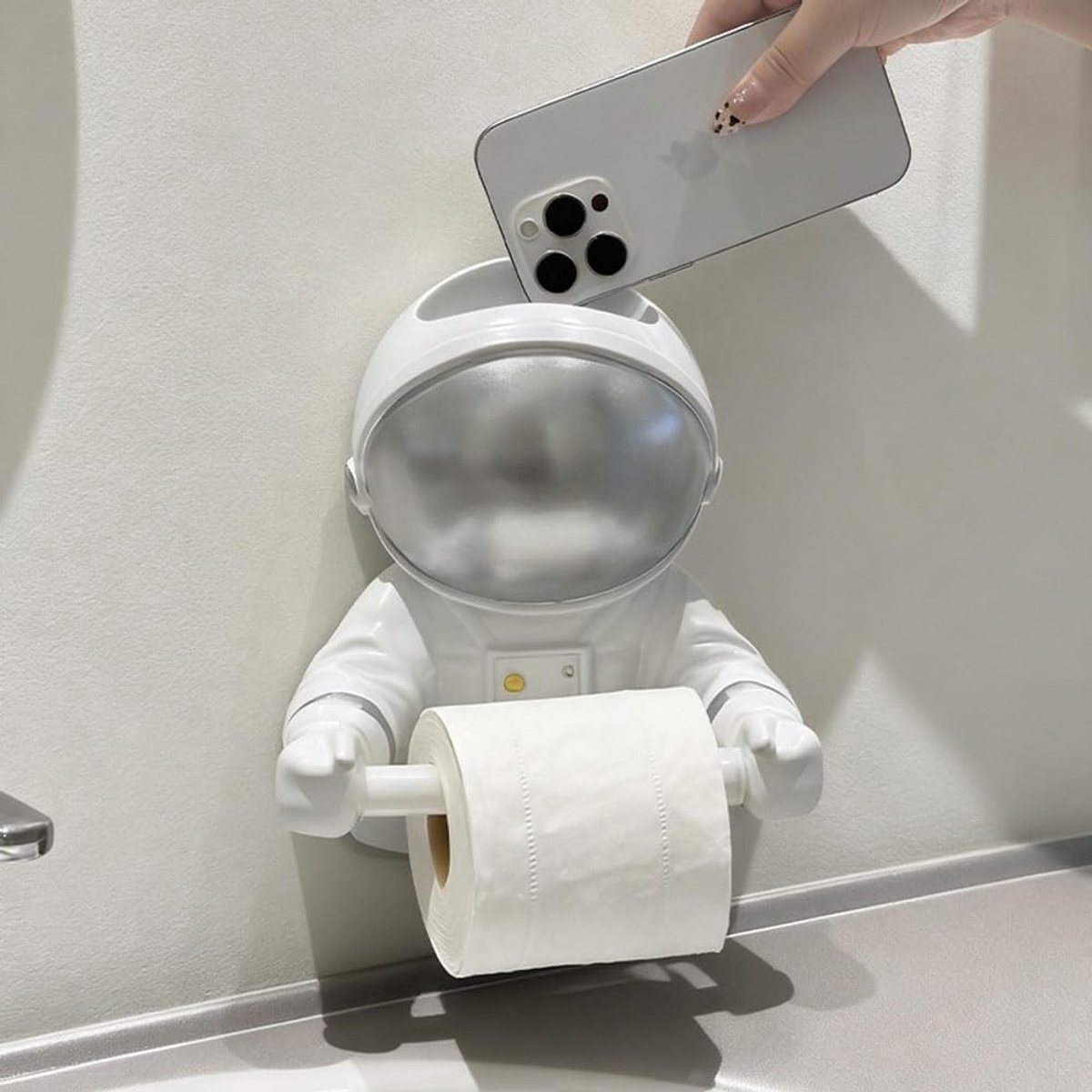 Elzusha - Cartoon Astronaut Toiletrolhouder - Creatieve Wandhouder voor Badkamer