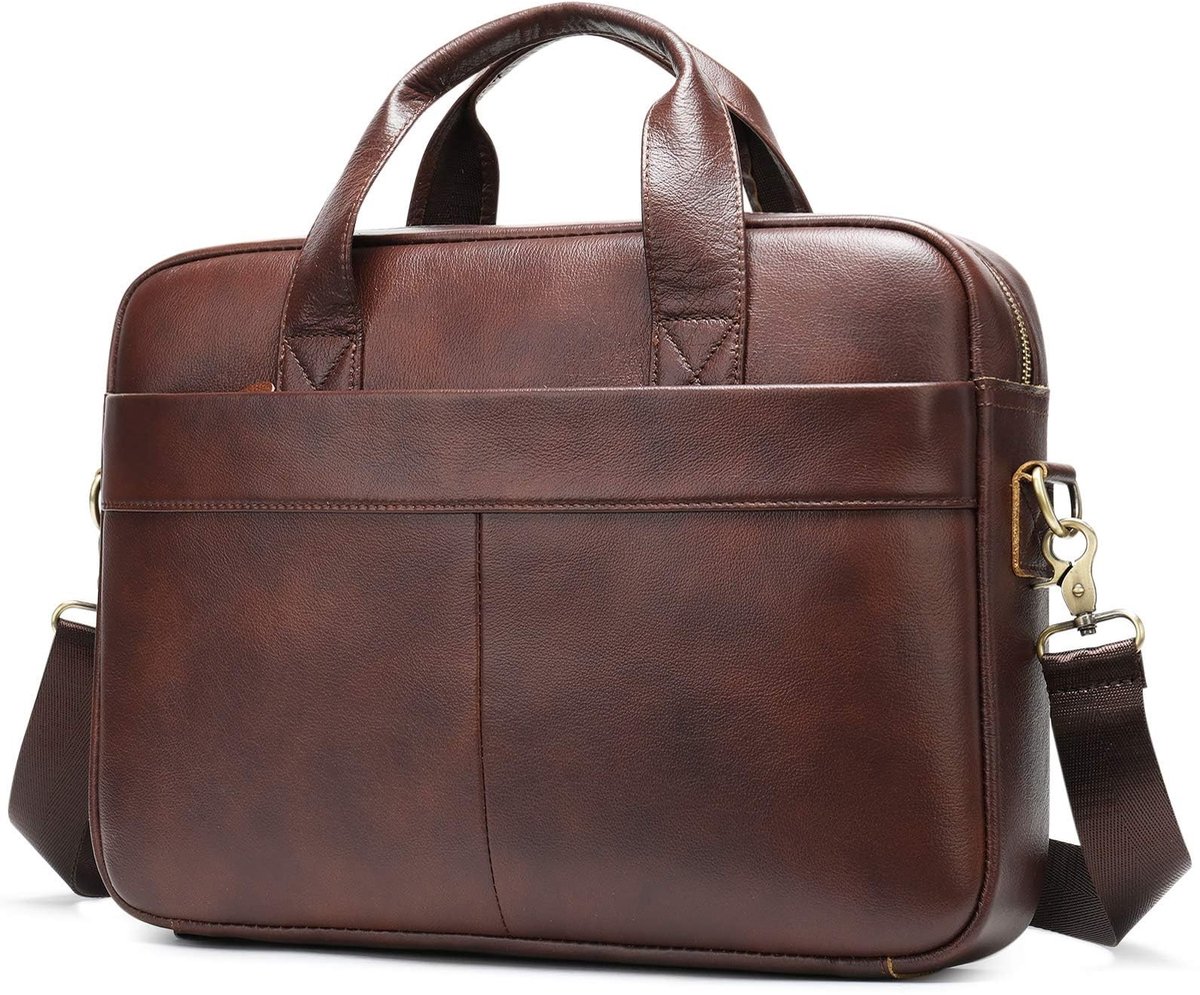 Elzusha - Heren Leren Business Bag, 14 Inch Schoudertas