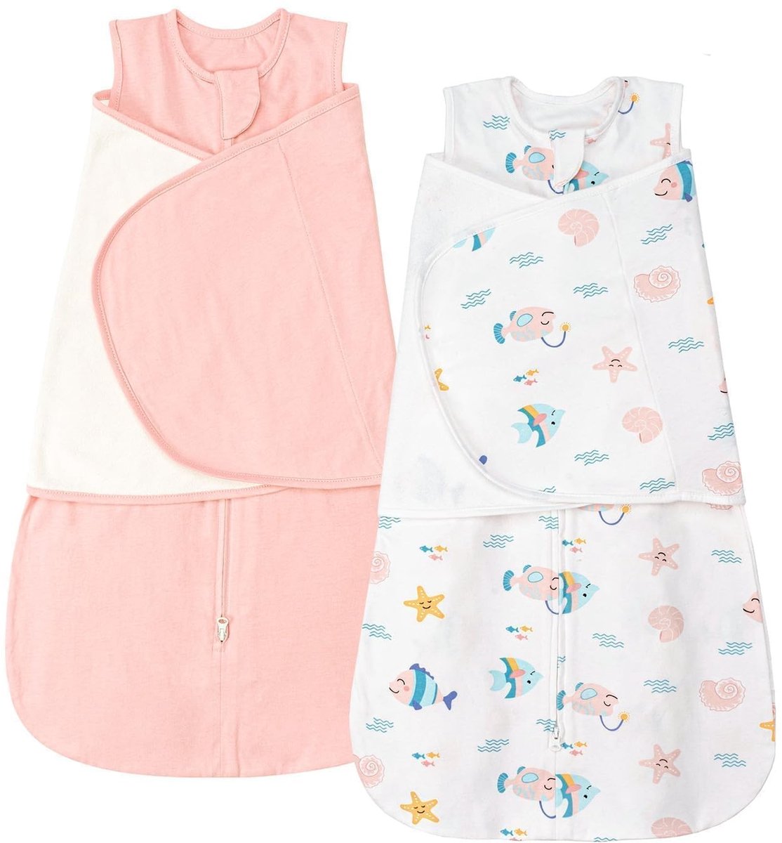Elzusha - Baby Slaapzak - Draagbare Dekbed Zonder Mouwen - 0.5 Tog - Katoen - Verschillende Maten - Ocean & Roze