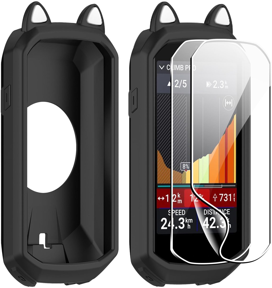 Elzusha - Silicone Hoes voor Garmin Edge 1050 met Screen Protectors