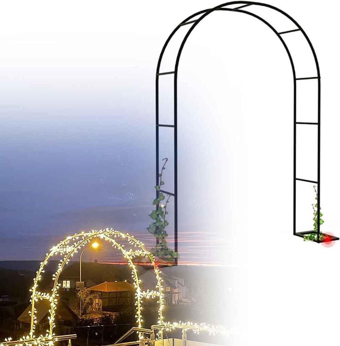 Tuinboog Metaal - Decoratieve Boog - Klimplanten Ondersteunen - Weerbestendig Staal - 1.8 x 2.2 Meter - Wit