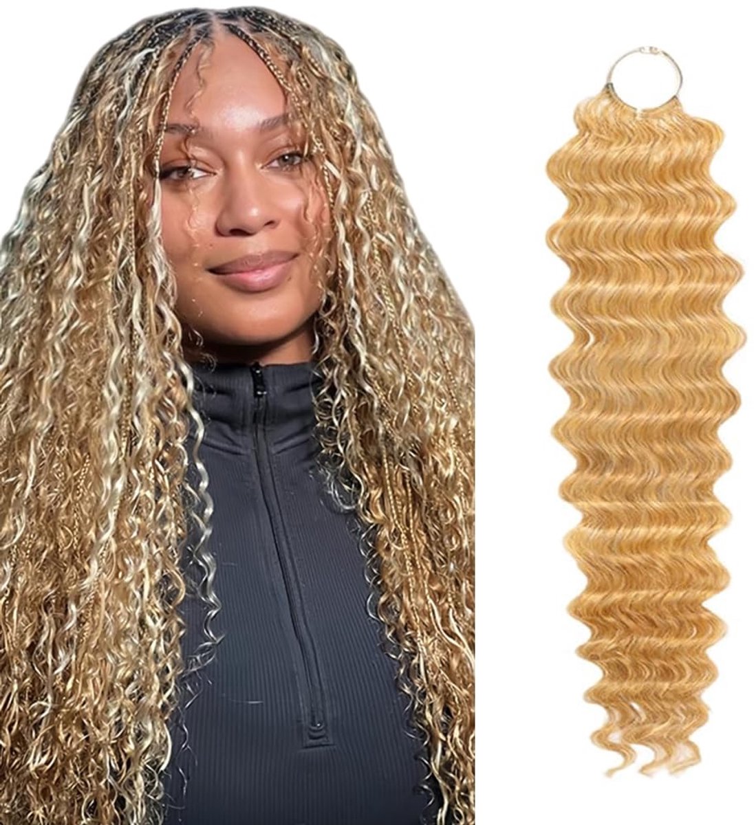 HeioWuio 28 Inch Feather Crochet Human Hair Echte Haarverlenging 60g 40 Strands P27/613 Highlight Blonde Soft - ShopVlot