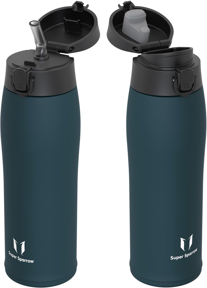 Elzusha - RVS Drinkfles met Dubbele Wand en Rietje